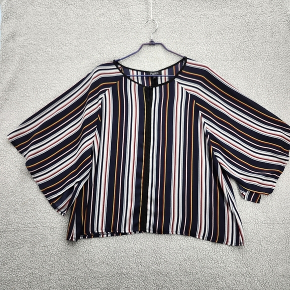 Papillon Blanc Tops - Papillon Blouse Womens XXL Stripped Butterfly Top Purple Red Black Party